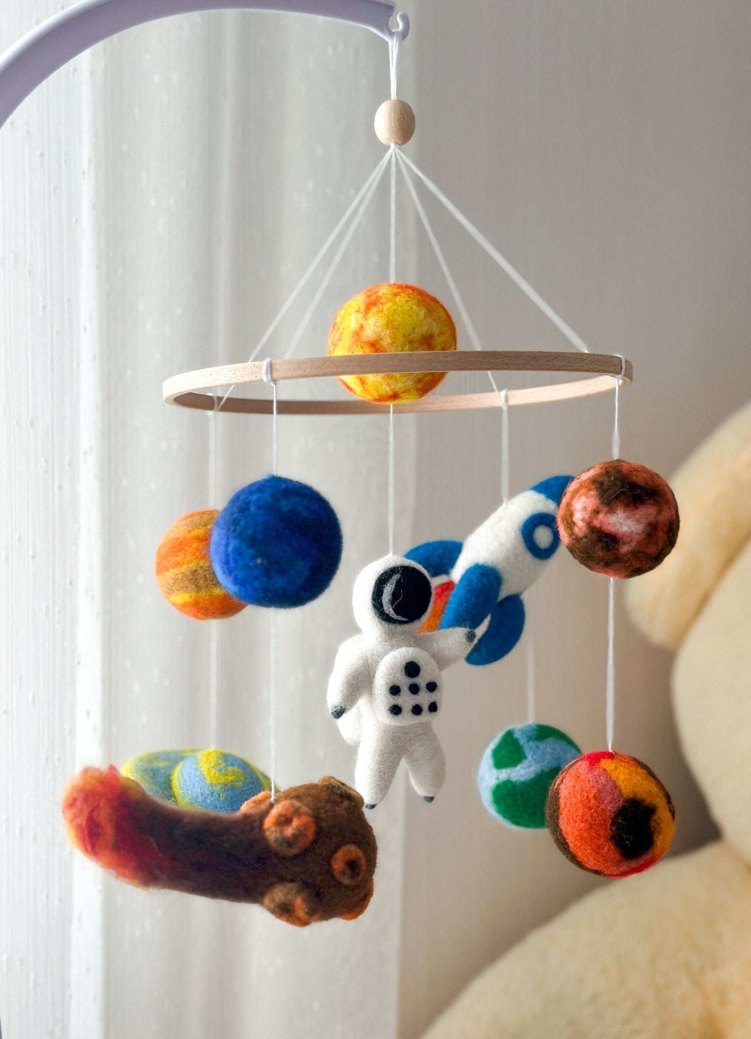 Spaceship Baby Mobile – Felt Crib Mobile with Planets & Astronaut - WoollyFox